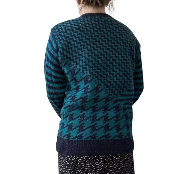 Vintage Gianfranco Ruffuni Blue Donegal Fleck Geometric Ski Wool Sweater Sz M - Picture 5 of 7